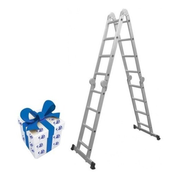 Escalera Andamio Aluminio Multiuso 16 Esc 4.7m Ingco +regalo
