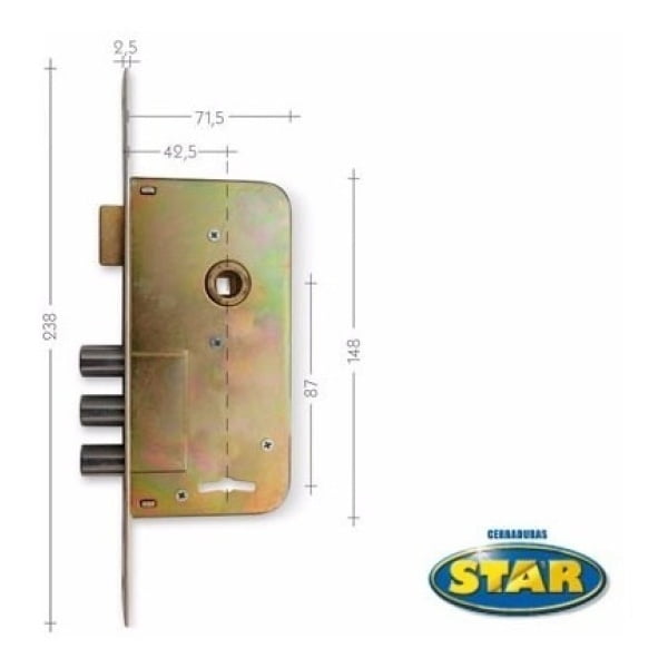 Cerradura De Seguridad 3 Pernos Star 310 2 Años De Garantia!