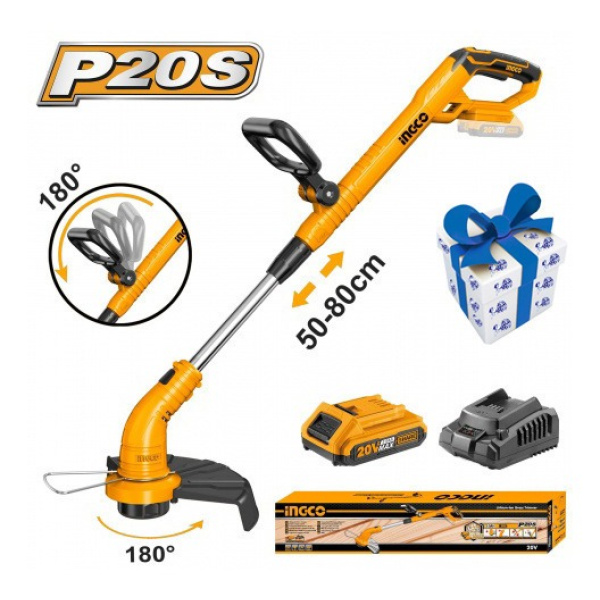 Bordeadora 20v 1 Bat Y Cargador P20s Mango Reg Ingco +regalo