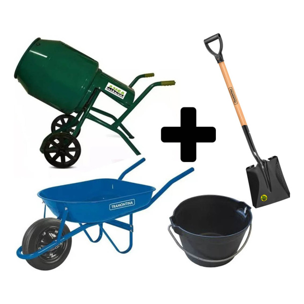 Hormigonera Ansa 1hp 130l + Carretilla + Pala + Balde Ref Pg
