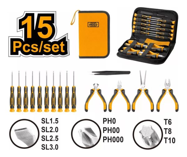 Set Destornillador Presicion 15 Piezas Ingco Hktts0151 P G