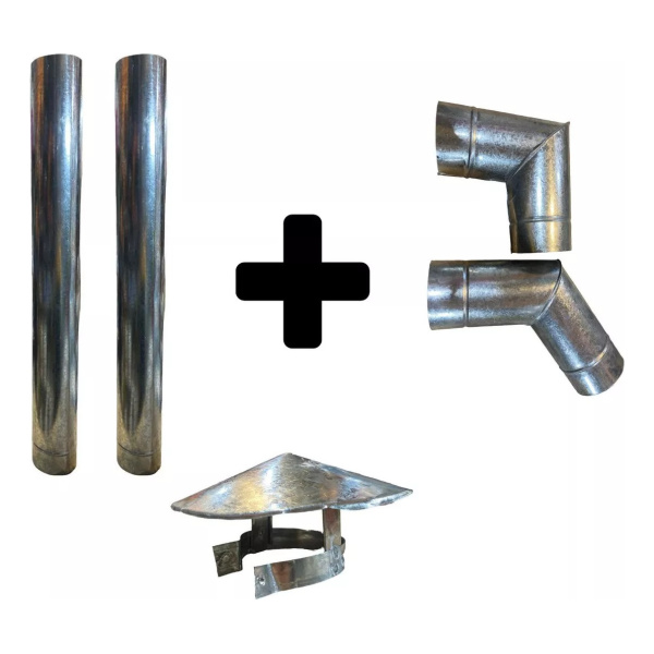Kit Caño Codos Sombrero 120mm P/ Estufa Calefactor Quematuti