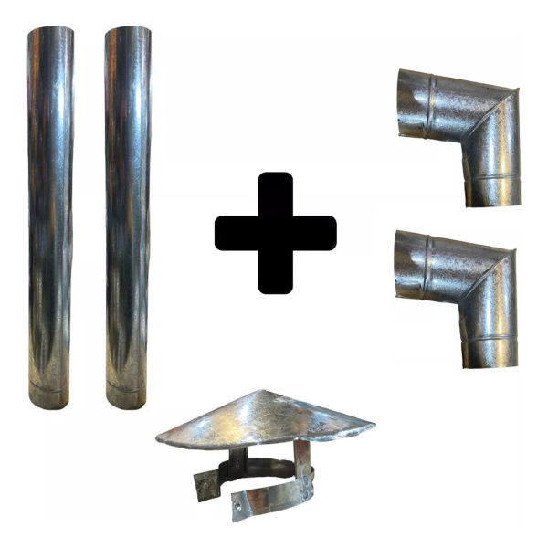 Kit Caño Codos Sombrero 120mm P/ Estufa Calefactor Quematuti - Imagen 3