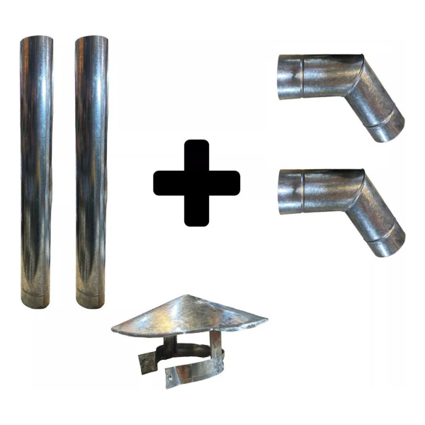 Kit Caño Codos Sombrero 120mm P/ Estufa Calefactor Quematuti - Imagen 2