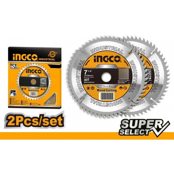Set X2 Discos (7-1/4 ) 30d Ingco Super Select Tsb118510