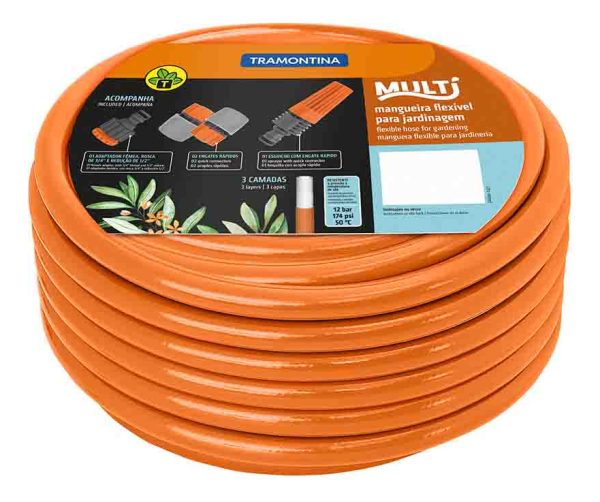 Manguera Para Jardín 20m 1/2'' C/ Acoples Naranja Tramontina
