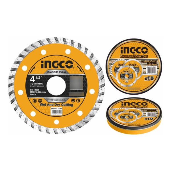 Set Lata Con 10 Discos De Widia Turbo 115mm 41/2 Ingco