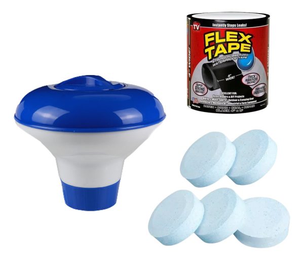 Boya Piscina Goldex + 5 Pastillas Cloro + Cinta Parche P G