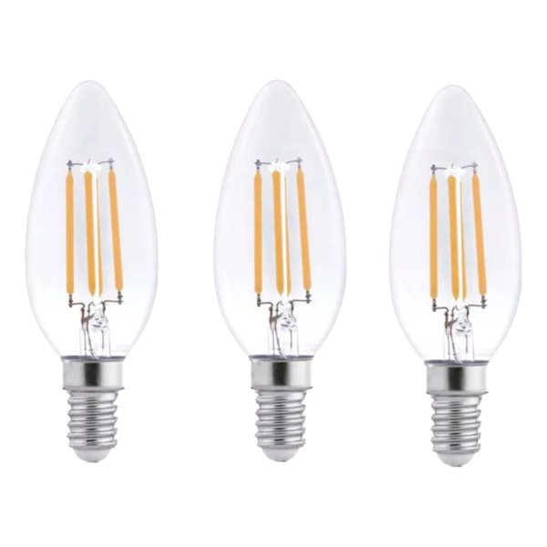 Pack X 3 Lámparas Led Filamento Vela 4w E14 Cálida Samsung