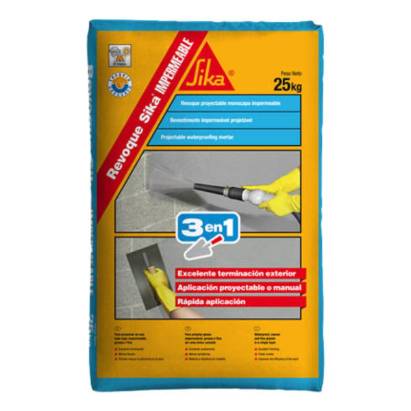 Revoque Impermeable 3 En 1 Sika Uso Interior O Exterior