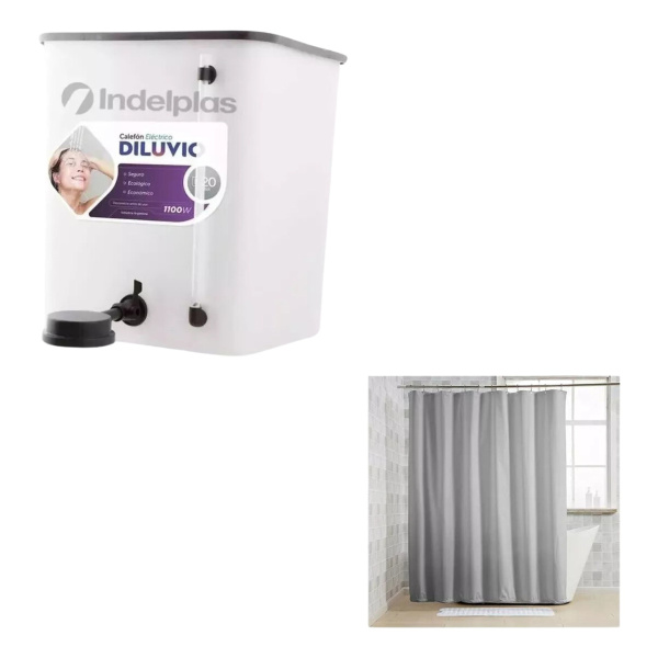 Calefón Calentador Lluveiro 25l 1100w Envio Gratis + Cortina