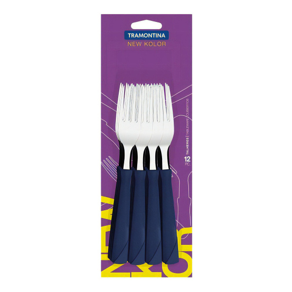 Tenedor Mesa 12pz. New Kolor Azul Tramontina 23162/910-23162