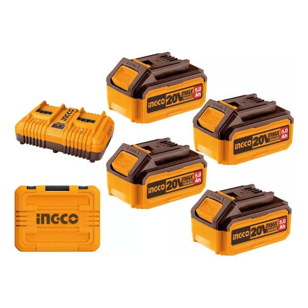 Set 4 Baterias 5ah + Cargador Doble Ingco Fbcli20245 P G