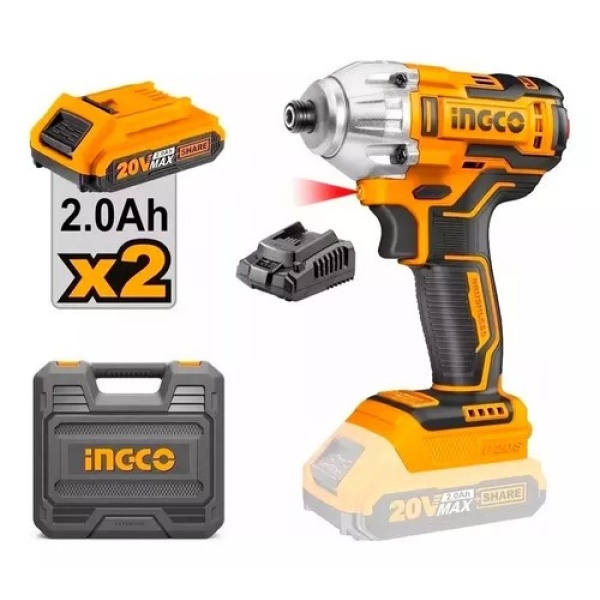 Taladro Atornillador Inalambrico Ion De Litio Ingco 20v P20s Color Amarillo