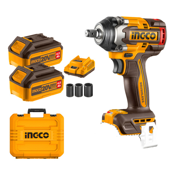 Llave Impacto 500 Nm Ingco Motor Brushless 20v 2 Baterías Pg