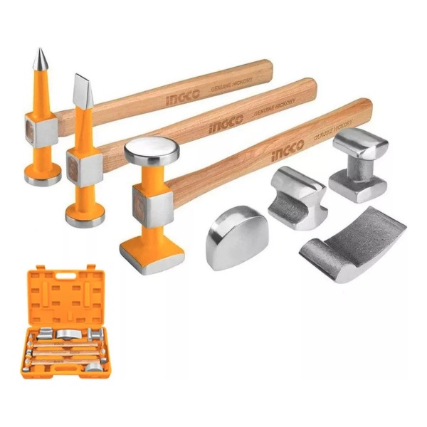 Set Para Chapista Ingco, 7 Piezas, Martillos Acero, Maletín