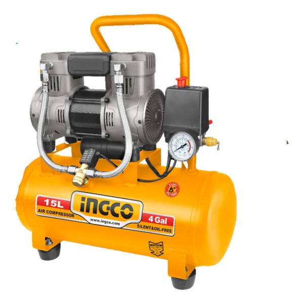 Compresor 15lt 1.5hp Libre De Aceite Bajo Ruido Ingco Acs11