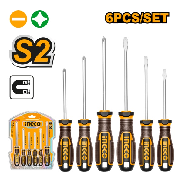 Set X 6 Destornilladores S2 Paleta/phillips Imantado