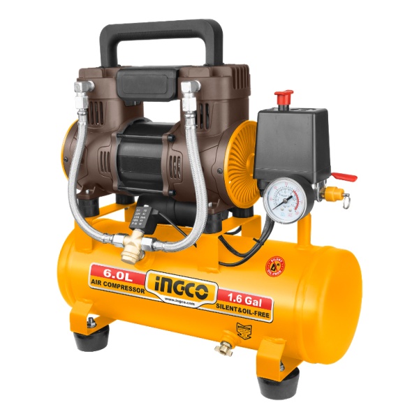 Compresor 6l 1.5hp Libre D Aceite Bajo Ruido Ingco Acs111062