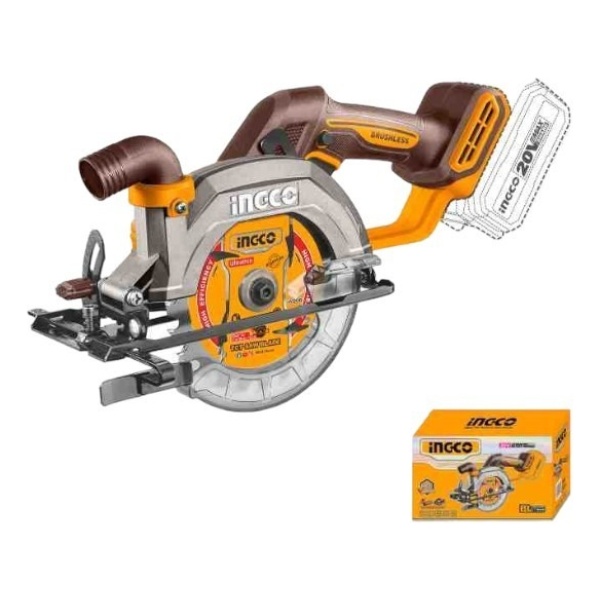 Ingco Csli1402 Sierra Circular 20v 140mm Color Naranja Claro