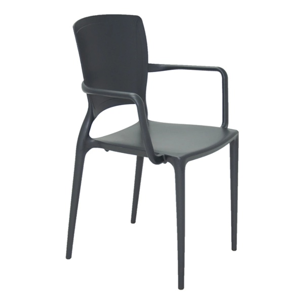 Silla Grafito Sofia Respal. Cerrado C/posabrazos - Td0612