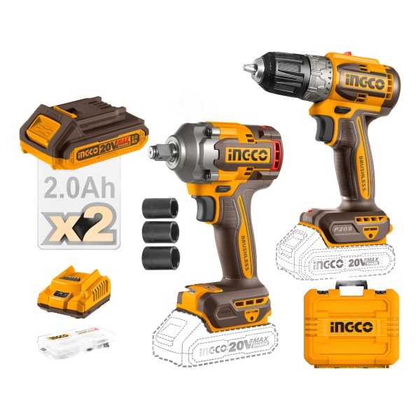 Set Llave Impacto 20v 400nm + Atornillador 20v + Carg + Bat
