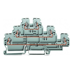 Bornera De Triple Piso Para Riel 2,5mm2 Gris