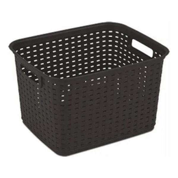 Cesta Plástica Marrón Simil Mimbre - Tv0210