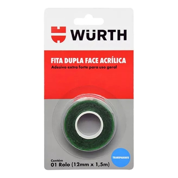 Cinta Doble Faz Acrílica Transparente 12x1.5 M Wurth