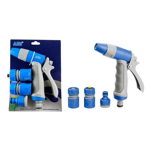Pistola Riego Ajustable C/3 Conectores Ami Garden