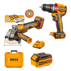 Combo Amoladora Y Atornilladora Ingco C/ 2bat 20v Ckli20273