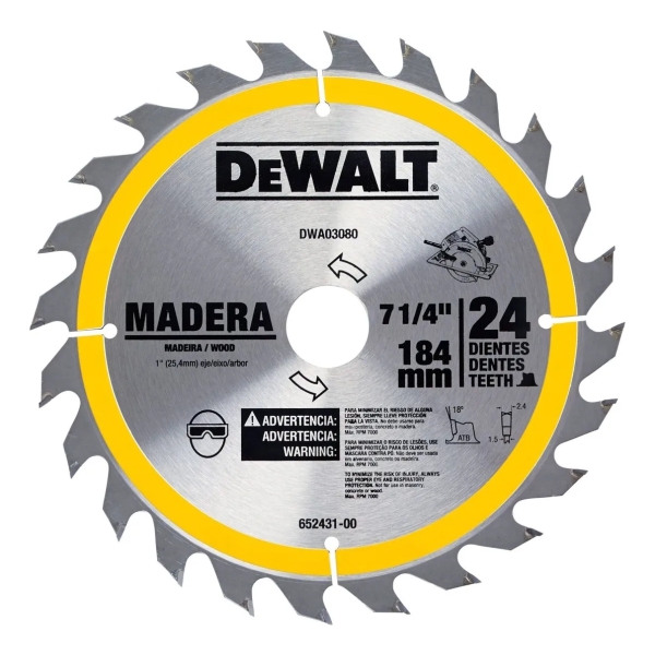 Disco De Sierra Dewalt Dwa03080 7-1/4'' 24 Dientes Para Made