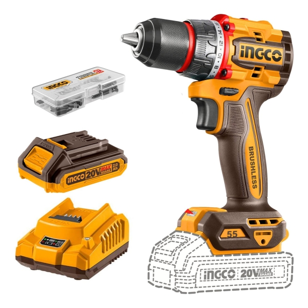 Taladro Atornillador 55nm Incluye Bateria Y Cargador Ingco