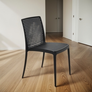 Silla De Comedor Apilable De Polipropileno Respaldo Calado