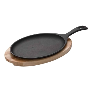 - Plancha Hierro Oval 30x18cm Con Tabla De Madera Teca