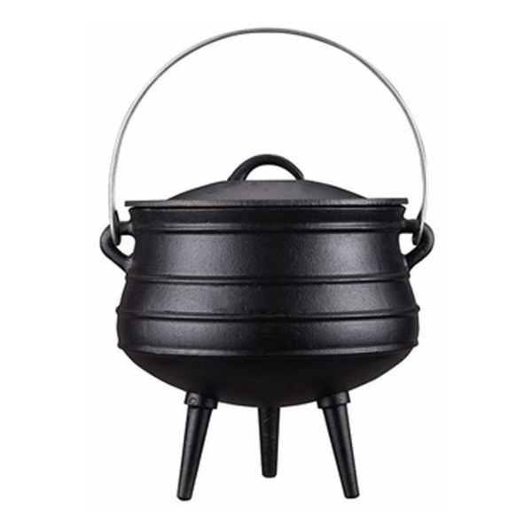 Olla De Hierro Fundido Fundicion Con 3 Patas Y Tapa 35lts