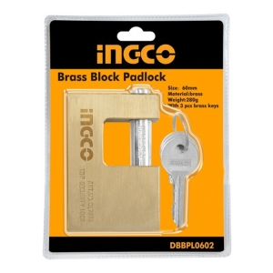 Candado Antipalanca Bronce 90mm Ingco 3 Llaves Dbbpl0902