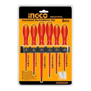 Kit 6 Destornilladores Aislados E Imantados Ingco Hkisd0608