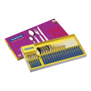 Set Cubiertos 24 Piezas New Kolor Azul Tramontina 23199/162