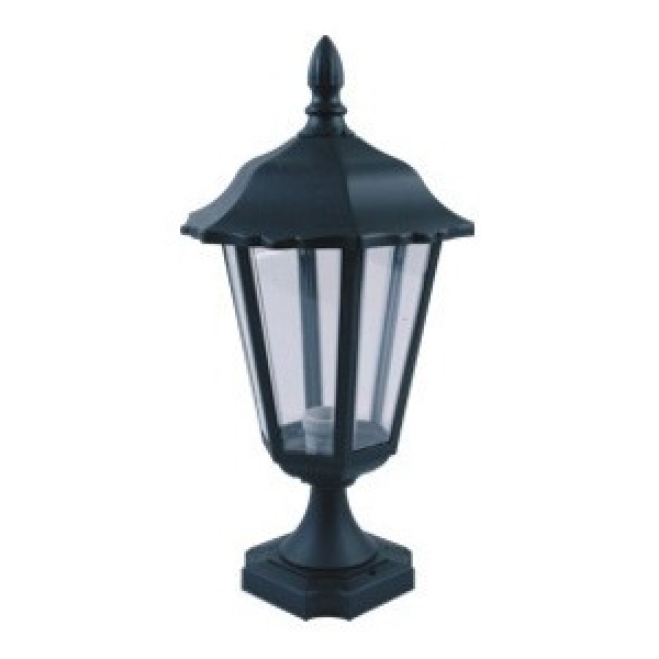 Farol 6 Caras De Muro C/base Negro