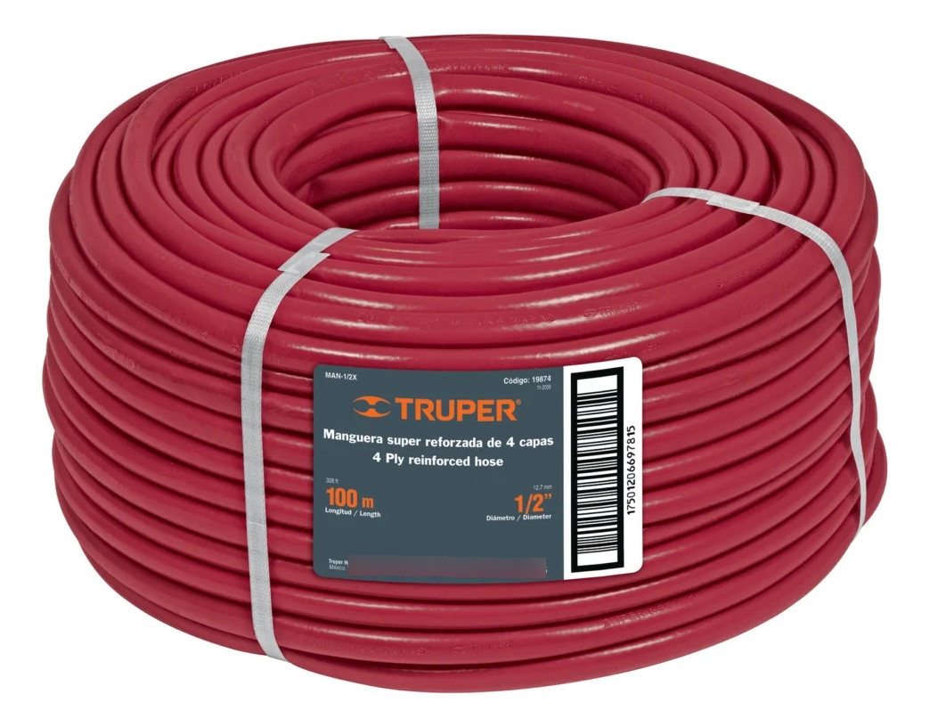 Manguera Riego De 1/2 4 Capas Anti-torcedura Truper 50mt