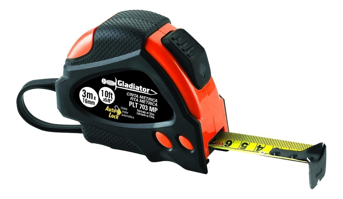 Cinta Metrica Gladiator Plt703mp 3mt X 16mm Gancho De A.inox