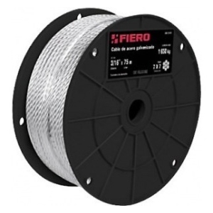Pack 10mt Cable Acero Galvanizado 1/8 7x7 Rollo 75mt Fiero