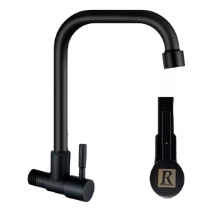 Grifo Unitario Canilla Pared Alto Inox. Negro Mate Pico P G