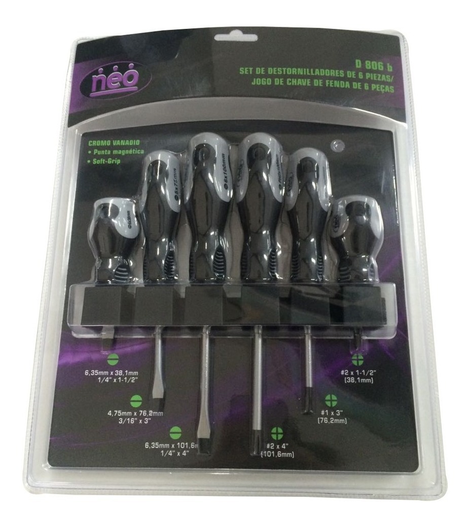 Set Juego De Destornilladores 6 Piezas En Blister Neo D806b