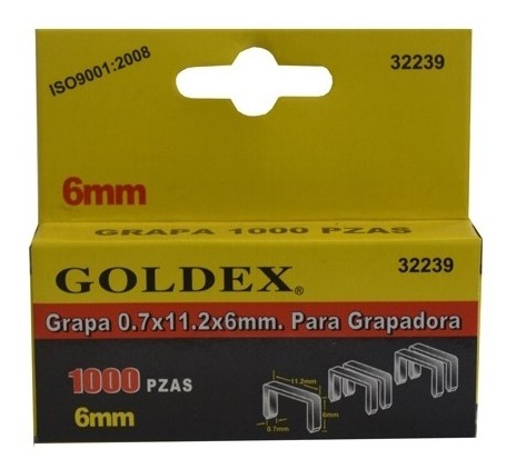 Grapa 0.7x10x8mm. Para Grapadora #0764228 Goldex