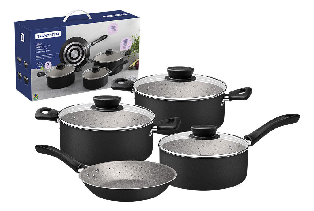 Batería De Cocina 7pz. Linz Negro Tramontina 28299/008