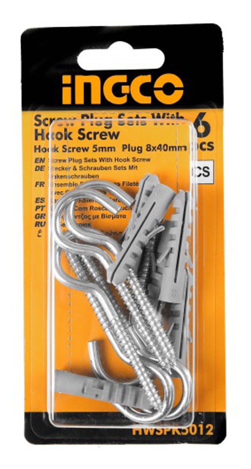 Set 6 Pitones Abiertos C/taco 8 Mm Blister Ingco