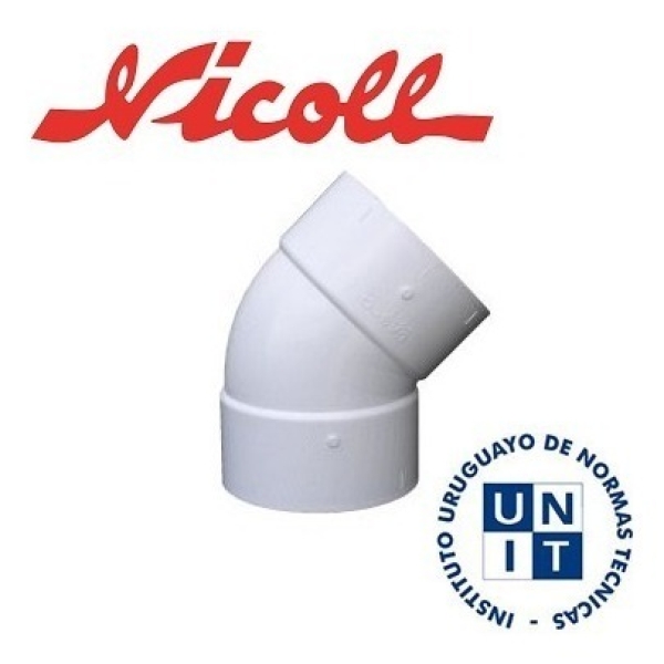 Codo De Pvc 50mm 45 Grados H - H Reforzado 3.2mm Nicoll