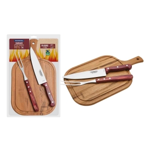 Juego De Asador Tabla + Cuchillo + Tenedor Trinchante Tramon